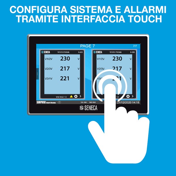 Configura Sistema e Allarmi tramite interfaccia touch
